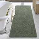 LOCHAS Luxury Bathroom Rug Shaggy Bath Mat 24 x 54 Inch, Washable Non Slip Bath Rugs for Bathroom Shower, Soft Plush Chenille Absorbent Carpets Mats, Sage Green