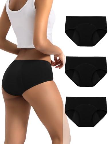 INNERSY Period Underwear for Women Teens Leak-Proof Menstrual Cotton Protective Hipster Panties 3-Pack XL