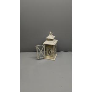 Lanterns Decorative Outdoor&Indoor, Set of 2 (14"&10") Beige Metal Lantern Decor with Glass, Candle Holder for Porch, Patio, Garden, Balcony, Wedding, Table Centerpiece