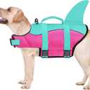 Malier Dog Life Jacket, Ripstop Dog Life Vest with High Buoyancy for Swimming Boating, High Visibility Shark Puppy Lifesaver for Small Medium Large Dogs (Medium)