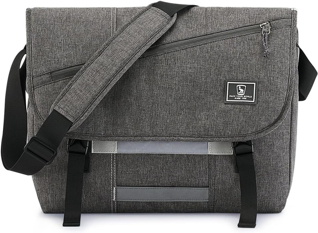 OIWAS Messenger Bag for Men, 14 Inch Laptop Crossbody Bags Women Casual Satchel Shoulder Bag College Travel Office Briefcase (Grey)