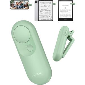 Maxonar Magsnap Remote Page Turner for Kindle Paperwhite/Oasis & Kobo, Never Lose Parts, 100-Hour Battery, RF Connection, 2-in-1 Page Clicker Works with Tablet/iPad, Ideal Gift for Book Lovers (Green)