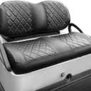 NOKINS Golf Cart Vinyl Diamond Seat Covers kit, Fit Club Car Precedent/Tempo/Onward Premium Front Seat Cushion, Soft/Scratch-Resistant/No Stapler Needed (Black and Black Stitching)