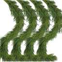 4 Pcs Artificial Norfolk Pine Garlands Christmas, 6 FT Dense Real Touch Winter Pine Garland Ornament, Green Artificial Greenery Garland for Table, Mantle, Wall, Indoor, Outdoor Christmas Decorations