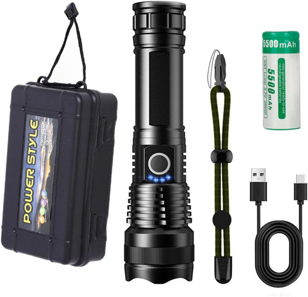 2025 Ultimate Survival Flashlight, Rechargeable LED Waterproof Flashlights 90,000 High Lumens with 5 Modes for Emergency Security Home Camping Hiking