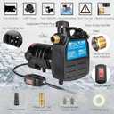 Water Transfer Pump, KITLUCK 120V 1/2 HP 1500GPH Cast Iron Portable Electric Utility Water Pump, Heavy Duty High Pressure Transfer Pump with ON/OFF Switch, Suction Strainer and Brass Connectors