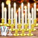 Verdenu 14 Pack Christmas Window Candles with Timer Remote, Battery Operated LED Candles with Holder/Suction Cups, Gold