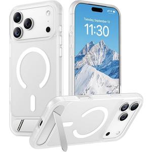 Temdan Designed for iPhone 17 Pro Max Case, [Built-in Invisible Kickstand][Compatible with MagSafe][Military Grade Shockproof] Slim Translucent Matte Phone Case 6.9 inch (Clear Matte)