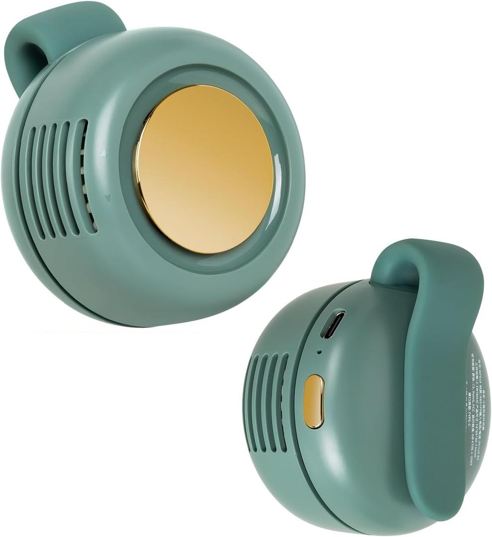 Portable Silent Mini Bladeless Fan Clip On, Small Whirlwind Bladeless Clip On Fan, 2025 New Adjustable 3-Speed Suspended Waist Fans, For Outdoor & Travel & Office, Travel Accessories (green 01)