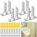 Blulu 4 Pack Urinal Screen Polished Chrome 2-Ear Urinal Screen Brackets for 1 in. Panels with Fasteners Restroom Partition Hardware for New installations or Repairs (1 Inch,Polished Chrome)