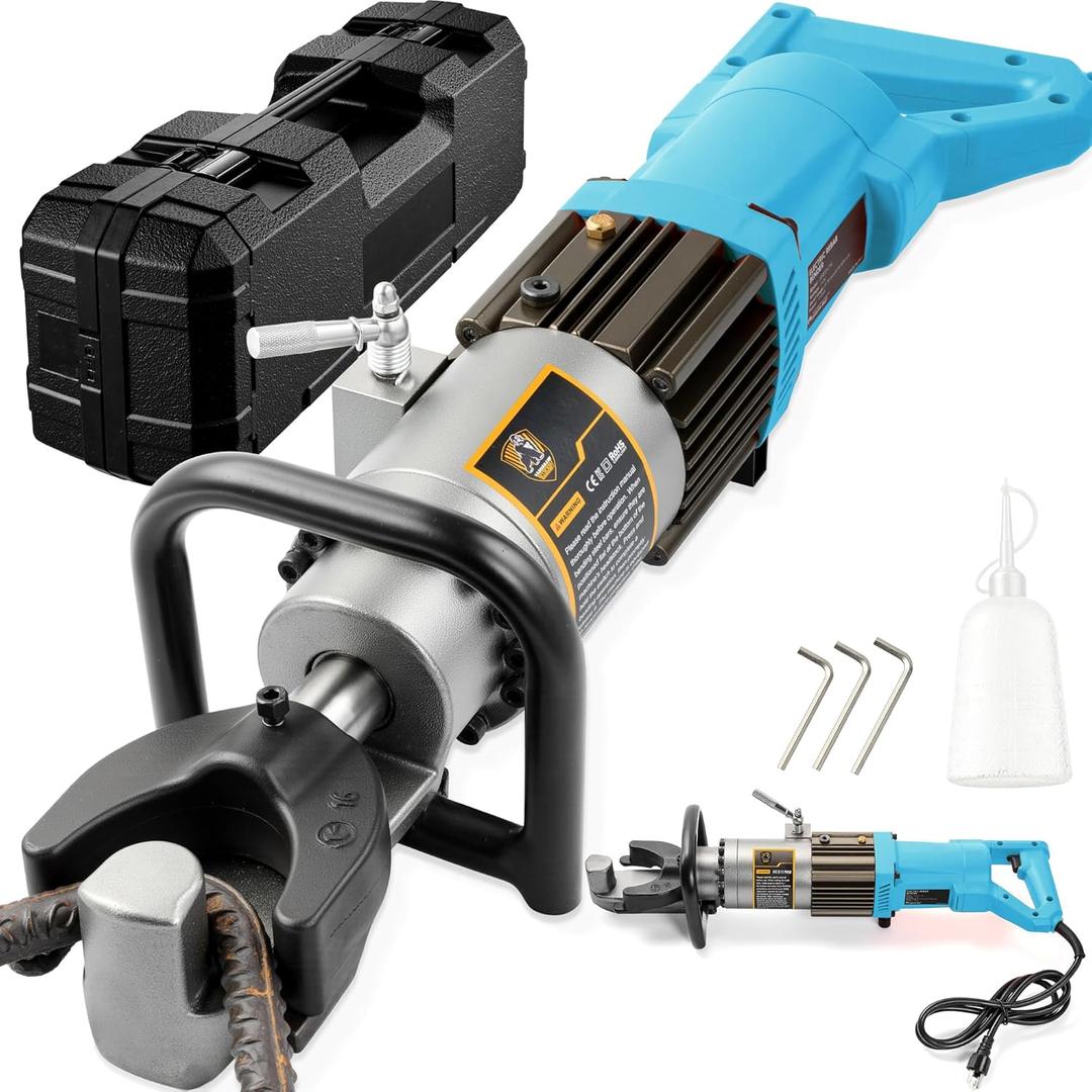 [Upgraded Version] 1400W Electric Hydraulic Rebar Bender,Bending up to 5/8 Inch 16mm #5 Rebar, Bending Angle 0-130, Hand Held Rebar Bender 110V Portable Electric Rebar Bender