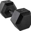 CAP 50lb Rubber Coated Hex Dumbbell, Comfort Grip, Free Weights, Single
