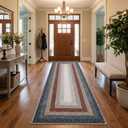 MilleLoom Area Rugs 6x9 Washable Rugs for Living Room Bedroom Modern Braided Print Soft Rugs Rustic Stain-Resistant Foldable Mat Non Slip Low Pile Cottage Carpet for Dining Farmhouse Office Red/Blue