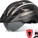 VICTGOAL Bike Helmet with USB Rechargeable Rear Light Detachable Magnetic Goggles Removable Sun Visor Mountain & Road Bicycle Helmets for Men Women Adult Cycling Helmets (L: 57-61 cm)