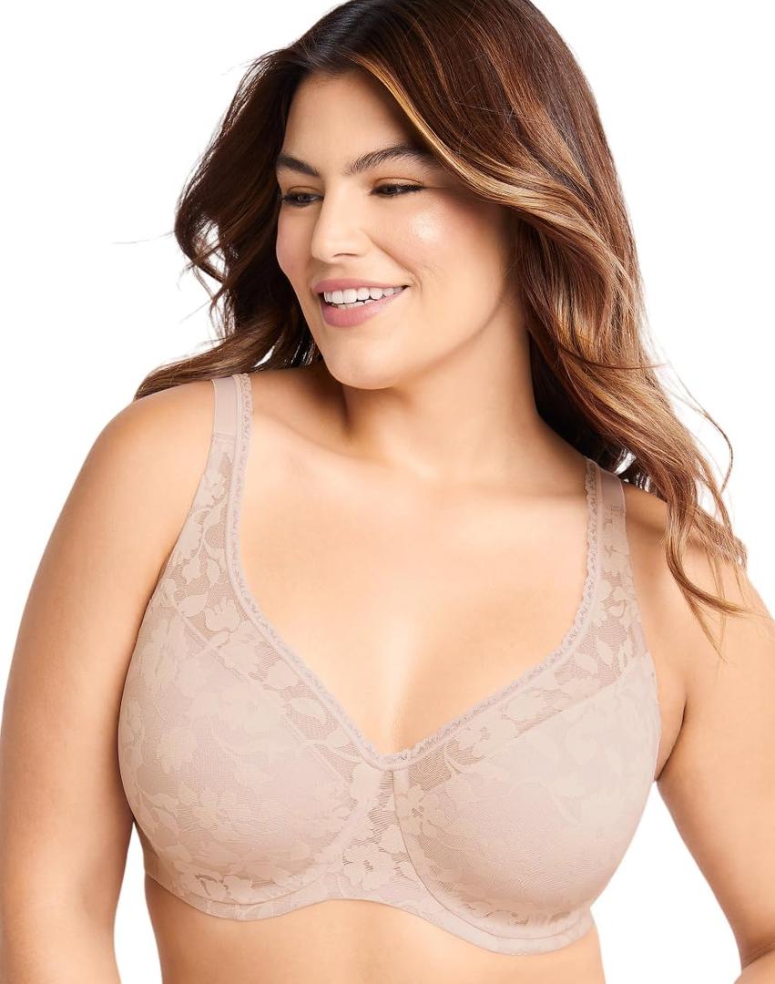 Bali Women's Lace Underwire Bra, Passion For Comfort Convertible Bra, Soft Lace Bras (36DDD)