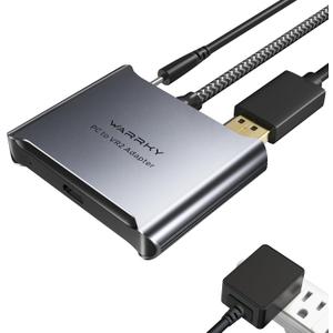 Warrky PSVR2 PC Adapter, PSVR2 Accessories [Aluminum Shell, Nylon-Braided Cable] Compatible with PSVR2, AR Glasses, Portable Monitor, DP 1.4 Cable&15W Power Supply Included