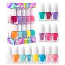 SIMPLE PLEASURES Rainbow Glitter Kids Nail Polish Set for Girls  14 Water-Based Non -Toxic Nail Art Kit - Gift Set for Ages 7-12 (Pink)