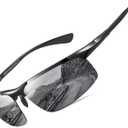 DUCO Mens Sunglasses Polarized Sports Fishing Running Driving Carbon Fiber Sunglasses for Men UV400 Protection DC8277 (Black Frame Grey Lens)