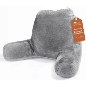 Sasttie Reading Pillows for Sitting in Bed Adult, Velvet Back Pillow Bed Sitting Up, Back-Rest Support Cushion for Sit Up on Couch, Sofa, and Floor, Dorm Essentials, Oeko-Tex Certified, Dark Grey