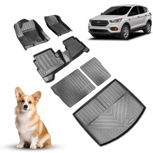 Compatible for Ford Escape 2013-2019 Floor Mat Backrest Mats Cargo Mat, All-Weather Rear Trunk Mat Rear Seat Back Cargo Liner Protector Fit for Escape 2019-2016 2015 2014 2013 Accessories (Full Set)