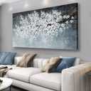 Belmrxne Large Floral Wall Art White and Black Wall Decor Aesthetic Paintings Trendy Artwork Modern Canvas Painting for Living Room Bedroom Dining Room Office Home Decor 30x60 inch