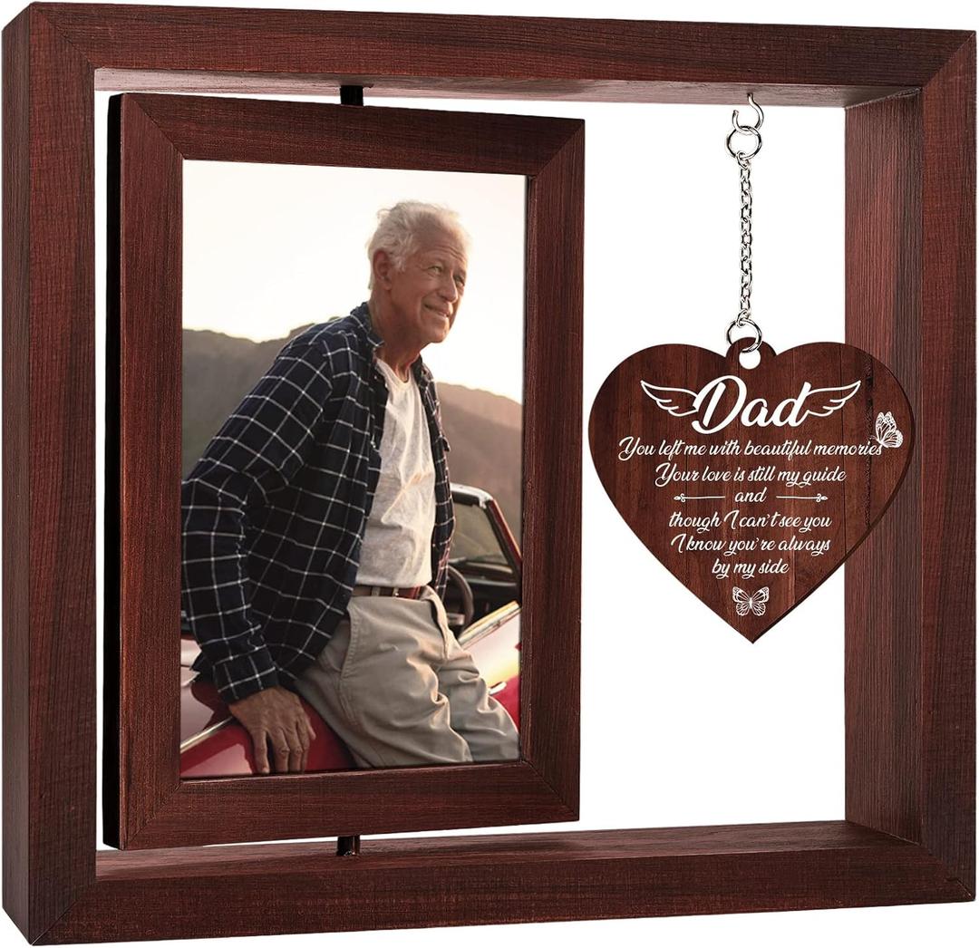 Vetbuosa Memorial Gifts for Loss of Dad, Sympathy Picture Frame,Sympathy Gifts for Loss of Father,Bereavement Remembrance Funeral Condolence Grief Gift,Fits 4x6 In Photo (Brown)