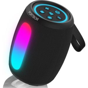 Bluetooth Speaker, Portable Wireless Speaker with Powerful Stereo Sound/8 Modes LED Lights, 36H Playtime, TWS Surround Pairing, IPX5 Waterproof, BT5.3, for Outdoor/Home/Travel/Camping, Ideal Gifts