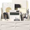 Large Mail Organizer Countertop,Farmhouse Desk and Kitchen Countertop Storage, Letter Sorter, Desk Mail Organizer and Bill Organizer, Desktop File and Paper Holder (White)