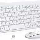 cimetech Wireless Keyboard and Mouse, [Rechargeable Mouse][Silent Scissor Switch Key][Labor-Saving Buttons]Ultra Slim Wireless Computer Keyboard and Mouse, Easy Setup for PC/Laptop/Mac/Windows - White (4-White)