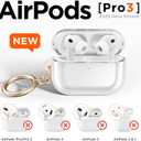 2 x for Airpods Pro 3 Case Clear, Soft TPU Transparent Anti-Yellowing for Apple AirPods Pro 3rd Generation (2025) Case Cover for Men & Women with Keychain, Military-Grade Shockproof, Clear+Pink
