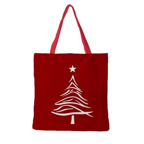 KAOWT Christmas Tote Bag, Red Christmas Tree Canvas Tote Bags for Women, Merry Christmas Tote Bag Gifts for Women, Reusable Grocery Bags Shopping Bags