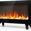 36" Small Electric Fireplace Heater - Desk Space Heater with Realistic Led 3D Flames, Freestanding Fire Places Electric Fireplace Heater for Indoor Use, 750 | 1500w, Overheating Protection