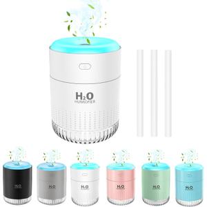 Rechargeable Mini Humidifier, Colorful Cool Mist Humidifiers with 7 Color Light, Small Personal Desktop Humidifier for Baby Bedroom, Office, Nursery, Travel with Auto Shut-Off, Super Quiet (White)