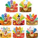 Fancy Land 24 Pack DIY Turkey Craft Kits Kids Thanksgiving Turkey Hats Create Your Own Turkey Crowns Headband for Kids Adults Classroom VBS Party Supply