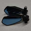 Bar End Mirrors - Universal 7/8 Standard Blue Lens Rear View Arrow Side Mirror Compatible With Sportster 883 Street bike Dirt bike chopper (Irregular shape, Black)