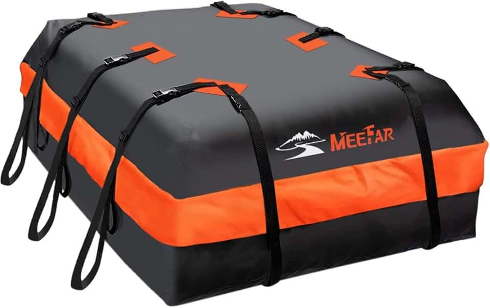 MeeFar 20 Cu.ft. Car Roof Top Cargo Carrier Soft Shell Waterproof Bag Fit for All Cars with/Without Rack