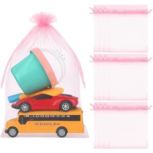 Sweetude 30 Pcs 16 x 24 Inches Extra Large Drawstring Organza Bags Mesh Gift Drawstring Pouches Mesh Jewelry Bags for Party Wedding Favor Candy Vegetables Growing Plants (Pink)