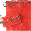 10 lb Mesh Onion Bags, 11"18" Mesh Produce Bags Hanging Reusable Breathable Vegetable Storage Net Bag with Drawstring for Onions Potatoes Citrus Crawfish, Red (Pack of 10)
