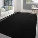 Pettop 4x6 ft Black Area Rugs for Bedroom Living Room, Washable Memory Foam Indoor Carpet, Modern Aesthetic Minimalist Non Slip Soft Comfy Carpet for Boys Girls Dorm Home Decor