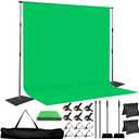 Green Screen Backdrop Kit, 8x10ft Metal Base Photo Studio Support System, Adjustable Backdrop Frame for Photography, Streaming, Weddings, Projector Screen, Tool-Free Setup & Portable Carry Bag, Plate 10*8.5FT