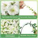 Artificial Hanging Flowers for Outdoors, 4 PCS UV Resistant Morning Glory Flowers with Eucalyptus Leaves, Silk Fake Flower Realistic Faux Plants for Home Patio Porch Garden Decor, White