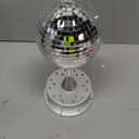 Retisee 5 Inch Mirror Disco Ball Light Hanging Rotating Disco Ball Decor Mount Electric Motor 18 LEDs Hanging and Table 2 Use for Graduation Party Bar Band Stage KTV Home Wedding Night Club(Silver)