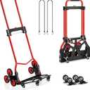 Stair Climbing Cart, 280 lbs Capacity Stair Climber Hand Truck and Dolly, Heavy-Duty Folding Stair Dolly with Stretchable Handle, 10 Wheels & 2 Elastic Ropes for Home Shopping Moving Warehouse