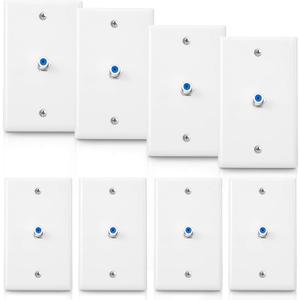 Weewooday 1-Port TV Cable Wall Plate with F Connector Coax Wall Plate Video Jack Single Gang(Blue,8 Pcs)