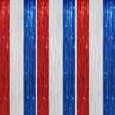 DECOCKRAT 3 Pack Foil Fringe Backdrop - Red&White&Blue Shiny Tinsel Curtains for Party Decoration/Photo Booth Props - 3.3x8.2 FT Metallic Foil Backdrop for Birthday, Wedding, Graduation, Christmas.