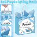 Gersoniel 50 Set a Little Pumpkin Is on the Way Baby Shower Party Gift Bags with Handles Fall Pumpkin Baby Shower Paper Bags with Ribbon Bow and Blue Tissue Paper for Autumn Gender Reveal Decoration