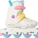 Nattork Inline Skates for Girls Kids Teens Boys Age  Adjustable Blades Roller for Outdoor Indoor Birthday (Medium(13C-3 US), White)