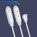 3-Outlet Flat Extension Cord 30 FT, 16 Gauge Extension Cord, Flat Plug, Multi Outlet, 3 Prong Angled Plug, SPT-3 Power Strip Indoor Extension Cable, ETL Listed, White