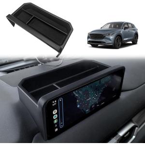 Muslogy Dash Storage Box Behind Screen Center Console Organizer Compatible with Mazda CX5 CX-5 Accessories 2022-2025 Sunglasses Holder Dashboard Insert Tray ABS Interior Secondary Accessories