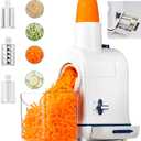 Electric Cheese Grater, Aobosi Electric Shredder Slicer Salad Grater Maker w/Large Chute for Whole Carrot,Vegetable,Potato, 3 Blades & Quiet Motor, Food Container,Built-in Storage
